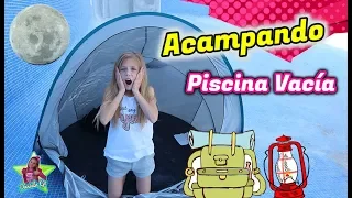 ACAMPANDO EN MI PISCINA VACÍA! Paso la Noche en la Alberca SIN AGUA? 😱 TODO SALE MAL