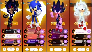 Sonic vs Sonic Exe vs Dark Sonic vs Hyper Sonic - Tiles Hop EDM Rush!