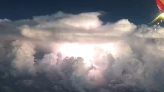 SUPERCELL - Insane Lightning Storm Filmed from Airplane (Calming Sound)