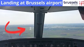 Cockpit view landing at Brussels airport