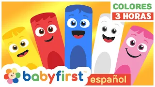 Colores en español para niños | La Pandilla de Colores | 3 HORAS | Todos los colores | BabyFirst TV