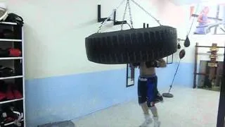 Dione Galea tyre boxing training