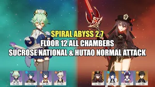 Sucrose National & Hutao Normal Attack - Spiral Abyss 2.7 Floor 12 (9 Stars) | Genshin Impact