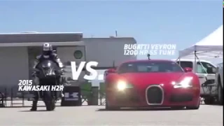 Kawasaki h2r vs GT-R 1350HP vs Bugatti Veyron 1200HP vs McLaren MP4-12C