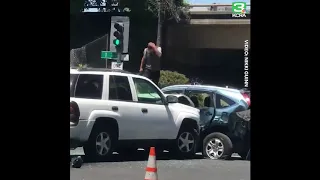 Road Rage | Man Hits Car Again & Again In Sacramento California