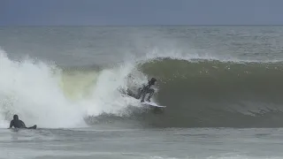 Sand bar fun surfing in Denmark