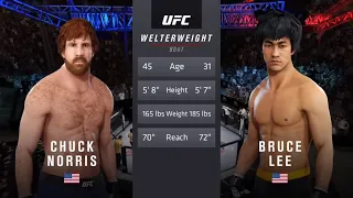 Chuck Norris vs. Bruce Lee (EA Sports UFC 3) - CPU vs. CPU - Crazy UFC 👊🤪