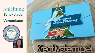 Anleitung Schokoladentafel Verpackung Fröhliche Bäume /  Einfache Geschenkverpackung schnell gemacht