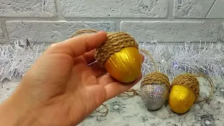 Новогоднее🎄✨ украшение жёлуди своими руками.Мастер-класс.DIY.