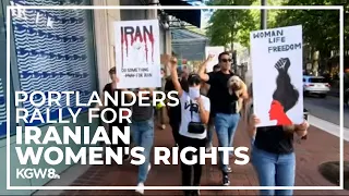 Hundreds of people gather in downtown Portland to bring women's rights issue awareness in Iran