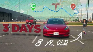 I Rented a Tesla Model 3 for a Road Trip with My 8 Year Old (VLOG)