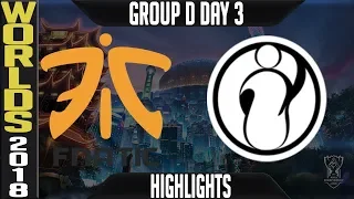 FNC vs IG Highlights | Worlds 2018 Group D Day 3 | Fnatic(EULCS) vs Invictus Gaming(ChinaLPL)