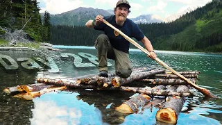 Bushcraft Survival Raft Part 2 - Day 28 of 30 Day Survival Challenge Canadian Rockies