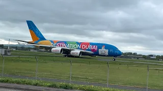 Emirates A380 (Destination Dubai Livery) Takeoff at Glasgow Airport (with @BenGaming813)