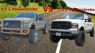 6.7 L Powerstroke Vs 7.3 L Powerstroke RACE & Sound Test