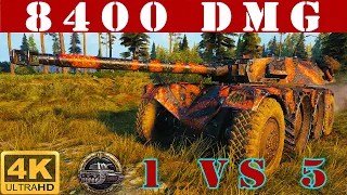 ✔️ Panhard EBR 105 WoT ◼️ 8400 Damage • 1 VS 5 ◼️ WoT Replays gameplay