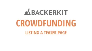 Create a Project in Crowdfunding by BackerKit and list your Teaser Page! #crowdfunding #backerkit