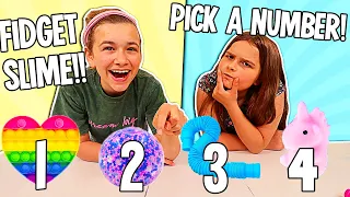 NUMBERS PICK THE FIDGETS IN OUR SLIME!! **SATISFYING** | JKREW