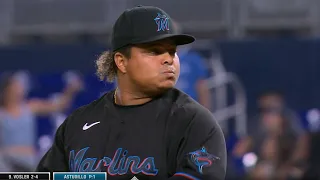 HE'S BACK! Willians Astudillo returns to the mound to fire more 40 mph pitches!