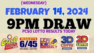 Lotto Result Today 9pm draw February 14, 2024 6/55 6/45 4D Swertres Ez2 PCSO#lotto