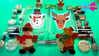 Mixing Slime of Reindeer VS Snowman (Brown vs white) - Supermanualidades