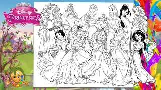 Disney Princesses : All Together | Coloring pages  | Coloring book |