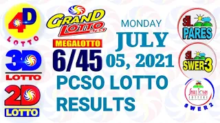 Lotto Result July 5 2021 (Monday), 6/45, 6/55, 3D, 2D | PCSO Lottery draw