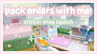 packing orders for my sticker shop launch! (asmr real-time) | Happy Olive Studio