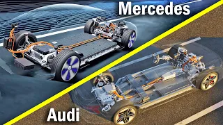 Mercedes EQ Drivetrain vs Audi e-tron drivetrain animation