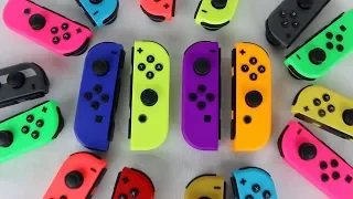 Nintendo Switch Neon Purple (L), Neon Orange (R), and Blue (L) Joy-Cons Unboxing