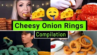 ASMR MUKBANG CHEESY CRISPY ONION RINGS | CRUNCHY EATING SOUNDS MUKBANG COMPILATION