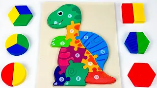 Best Learn Counting and Shapes with Dinosaur Puzzle | Preschool Toddler Learning Video