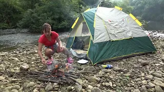 Outdoor Adventure | Camping Alone, Cooking, NATURE SOUNDS | Relaxing In The Tent Shelter [ ASMR ]