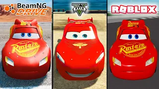 GTA 5 Lightning McQueen VS BeamNG Drive Lightning McQueen vs ROBLOX McQueen - Which is best?