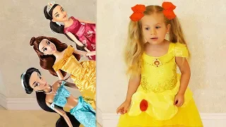 Diana plays Hide and Seek with Disney Princess Dolls Video for kids