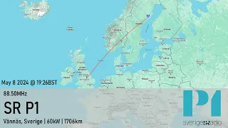 [Sporadic-E] 08/05/24: 88.50MHz SR P1 in Sweden from the UK