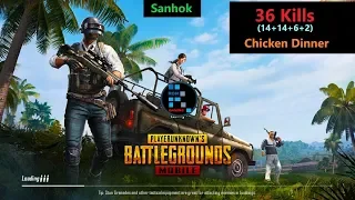 [Hindi] PUBG Mobile | "36 Kills" in Sanhok Map Amazing Chicken Dinner