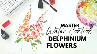 Easy Step by Step Watercolor Loose Delphinium Flower From the Flower Color Guide