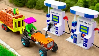 Diy mini tractor fully bricks loaded trolley science project @CodoFarming