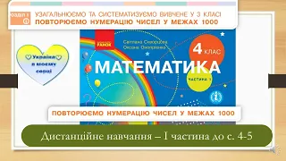 Повторюємо нумерацію чисел у межах 1000. Десяткова система числення. Позиційний принцип запису чисел