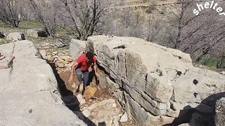 Construction of a beautiful and ancient shelter with a beautiful stone design