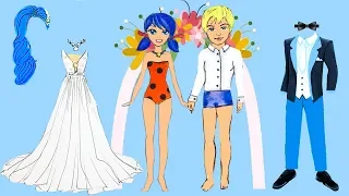 Paper dolls wedding miraculous Ladybug bride and groom in dollhouse. Game for girls by Dollsy Hollsy