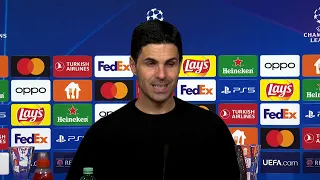 Mikel Arteta speaks to the media after Arsenal's UEFA Champions League exit