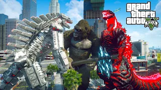 Shin Godzilla and Kong Vs Mechagodzilla 2021 City Battle (GTA V Mods)