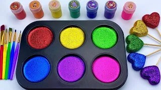 Satisfying Video l How to make Square Heart Lollipop & Glitter Painting IN Slime Balls Cutting ASMR