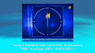 Часы с появлением логотипа телеканала "РБК" в конце (РБК, 2003-2011)