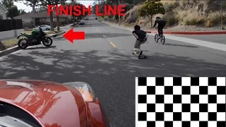 BMX VS LONGBOARD RACE