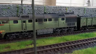 Тепловоз 2ТЕ116 з вантажним потягом. Dieselloc 2ТE116 with a freight train. 2ТЭ116.