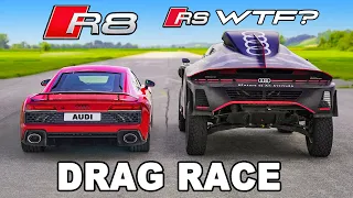 Audi R8 v RS Q e-tron: DRAG RACE