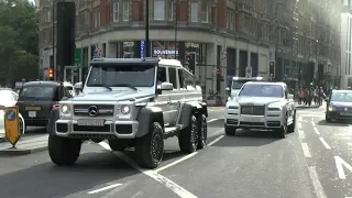 Saudi Businessman Driving his SUV Convoy in London - G6X6, Cullinan, G500!!